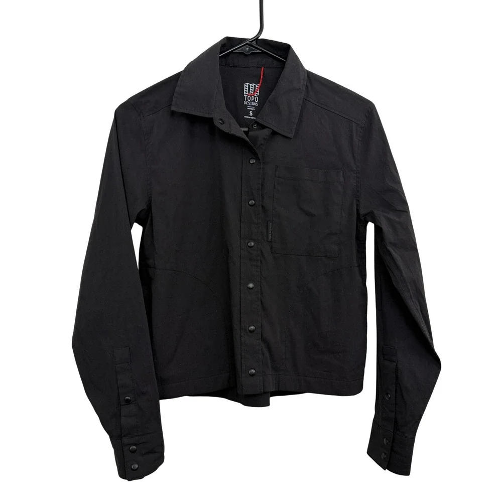 Topo Designs Shirt  Womens Small Black Snap Front Lightweight Utility Outdoor